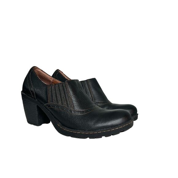 B.O.C by Born Sorla Black Chunky Heel Pebble Leather Ankle Booties Size 9 - Picture 1 of 8